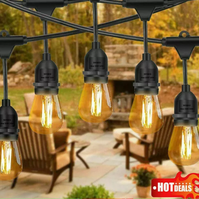 Festoon Outdoor String Light Mains Powered S14 LED Bulbs Garden Light 49FT-294FT