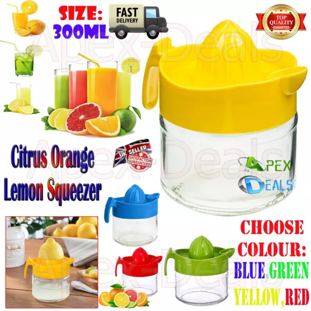 Glass Fruit Juicer Lemon Lime Orange Citrus Squeezer Manual Hand Press Juice New