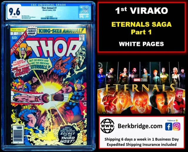 THOR ANNUAL 7 CGC 9.6 WHITE PAGES ETERNALS SAGA 1 💎2nd TOP GRADE ONLY 9 CGC 9.8