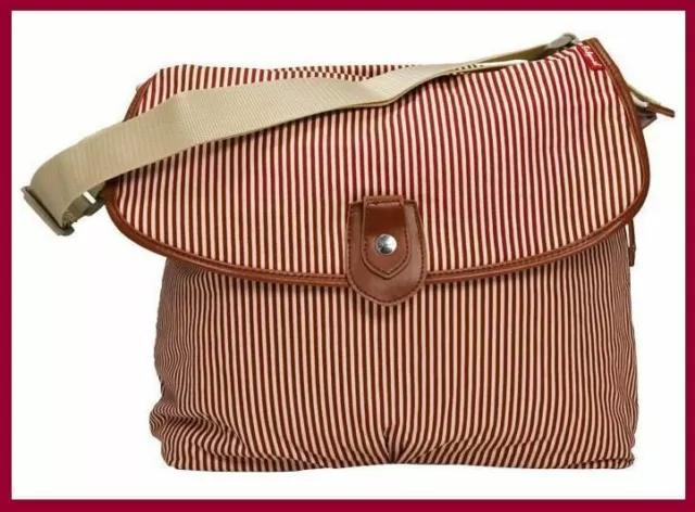 Babymel Storksak Diaper Bag, Red Stripe Satchel Baby Nappy Changing Mat Set New