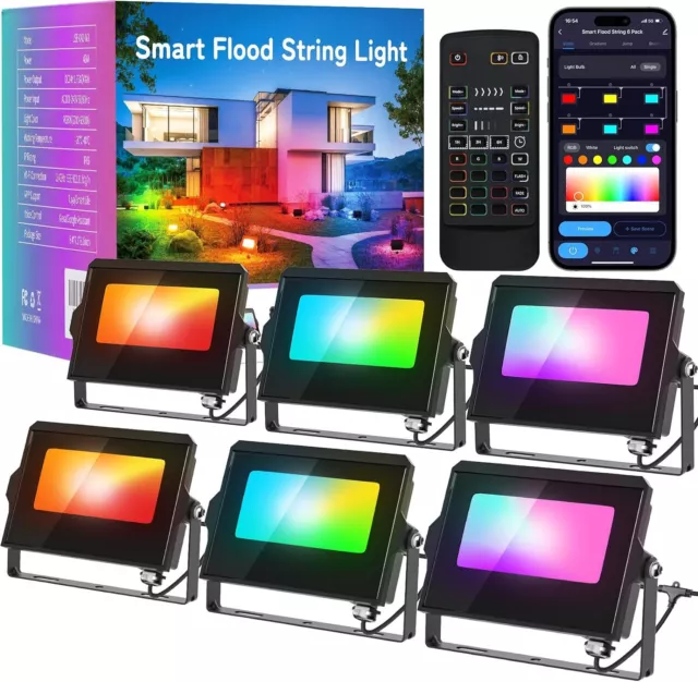 ALFELE RGBCW Flood Lights 48W Halloween 6 1 Smart Color Changing Low Voltage