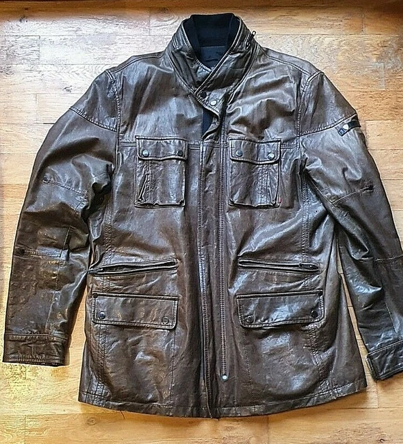 Strellson Retro/Vintage--Lederjacke/Parka--braun---Gr.XL--guter Zustand--TOP!