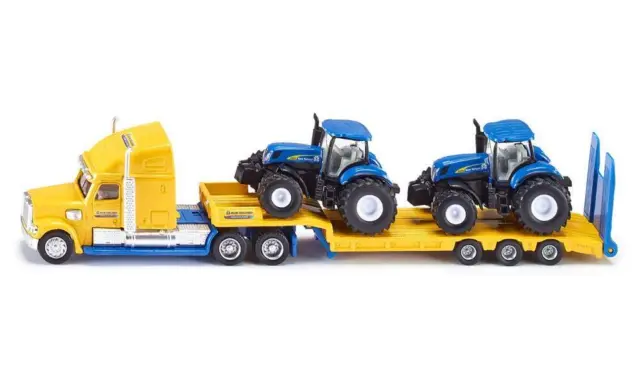 siku 1805, Lorry with New Holland Tractors, 1:87, Metal/Plastic, Yel (US IMPORT)