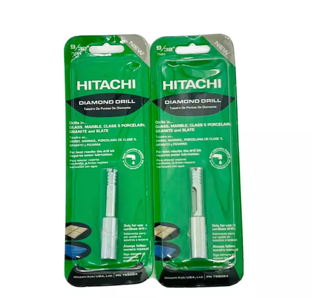 HITACHI Diamond Core Hole Saw Drill Bit 9/32 Inch 7mm Glass Tile 728024 -2PK