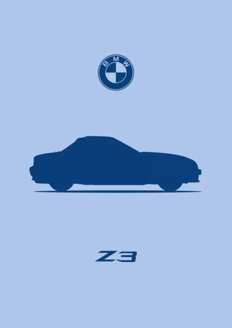 POSTER - BMW Z3  - (A4 A3 A2 sizes) Art Print Car Silhouette