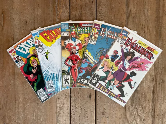 Excalibur Comic Lot Issues 34-35, 48, 50, & 60 VG+ 1990 Marvel Nightcrawler Xmen