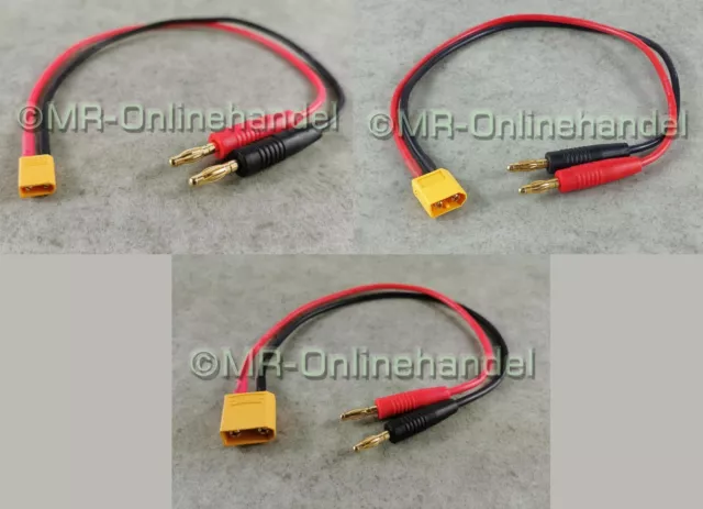 Ladekabel XT30 XT60 XT90 4mm Bananenstecker 30/37cm Goldstecker Lipo Akku