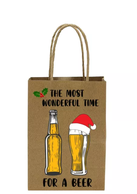 La Más Fantástico Tiempo para Un Cerveza Tamaño Mediano Regalo Navidad Bolsa