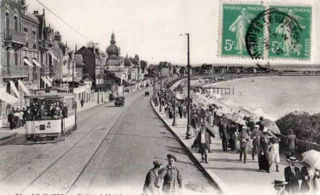 76  Cpa Animee 1914  Le Havre Boulevard Maritime