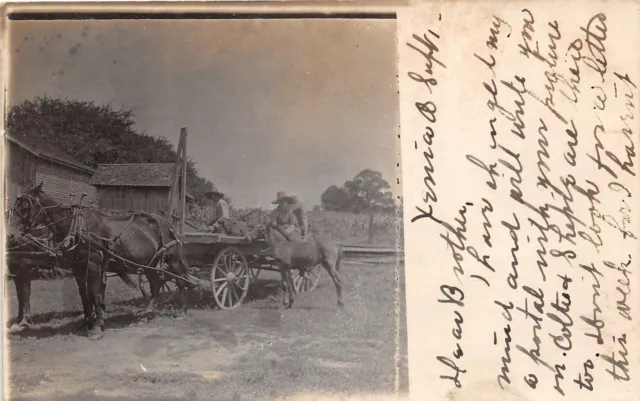 D3/ Xenia Ohio Postcard Real Photo RPPC 1907 Famring Occupational Wagon Farmer