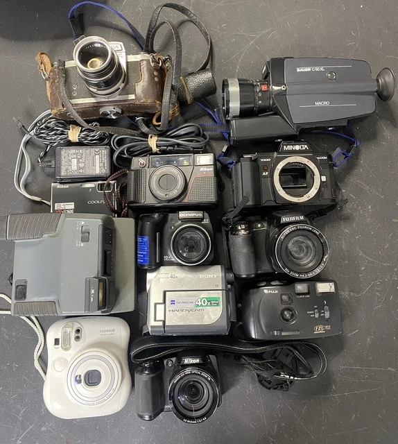 Enorme Lote x12 De Colección Cámara Moderna Nikon Sony Minolta Fuji Sin Probar Tal Como Está