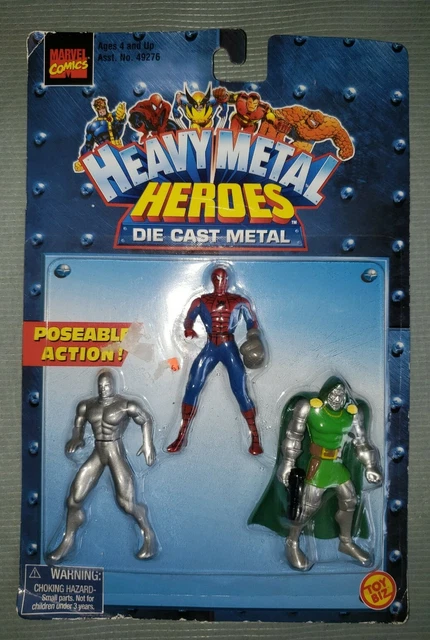 Marvel Heavy Metal Heroes Figures Die Cast Spiderman Silver Surfer Doctor Doom