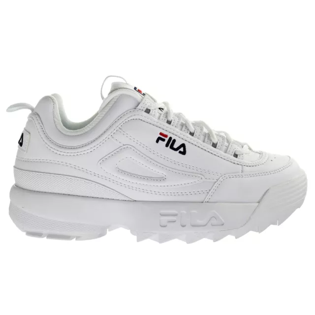 Fila Disruptor Lace-Up White Smooth Leather Kids Trainers 1010567 1FG