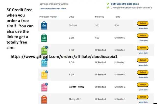 NEW OFFICIAL Giff Gaff Sim Card Pay As You Go £5 FREE Standard Micro Nano PAYG