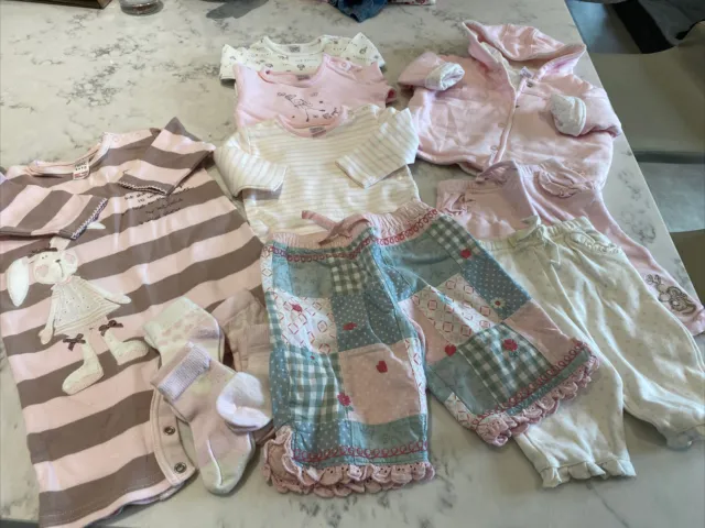 NEXT BABY GIRLS OUTFIT SET BUNDLE TOPS BOTTOMS COAT AGE 0-3 Months Pink