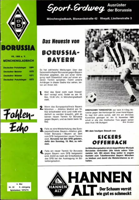 Bl 73/74 Borussia Mönchengladbach - Kickers Offenbach, 04.05.1974, Horst Köppel