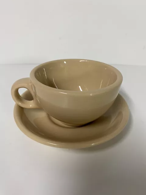 Inca Ware Shenango China Tan Tea Cup & Saucer Set Made In USA Vintage