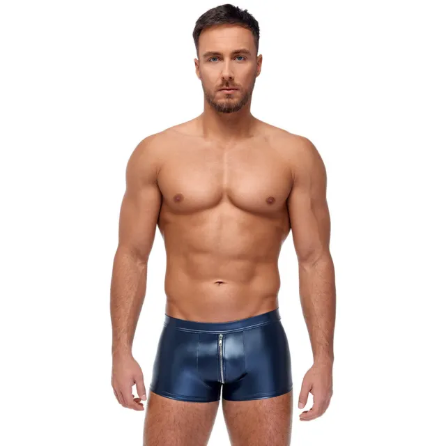 Sexy Herren Pants Blau M-2XL Metallic Glanz Wetlook Shorts Unterhose "Aslan" 2