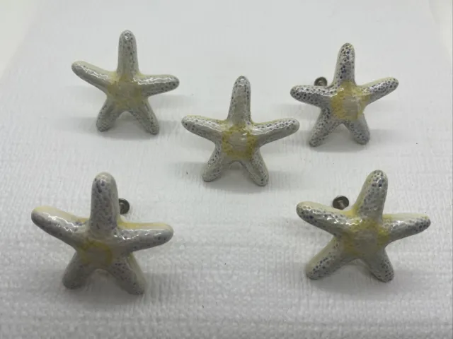 Ceramic Starfish Dresser Drawer Pull Knobs Handles 3” Lot Of 5