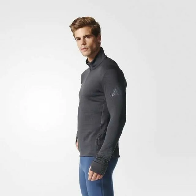 Maglione da corsa Adidas Performance Climaheat da uomo collo cerniera manica lunga - medio