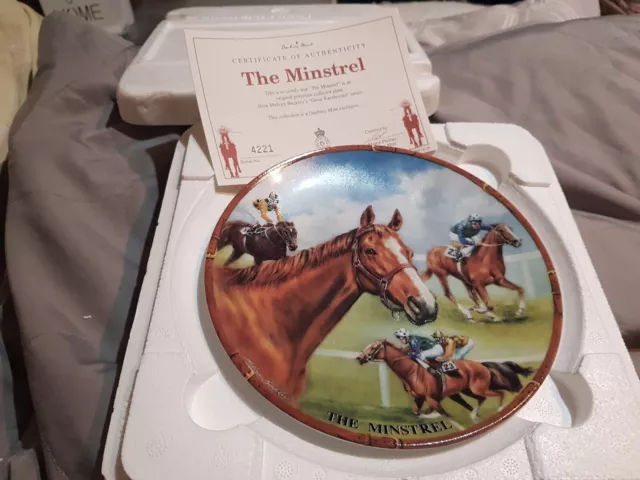 Mint Cond Boxed Royal Worcester The Minstrel Racehorse Porcelain Wall Plate