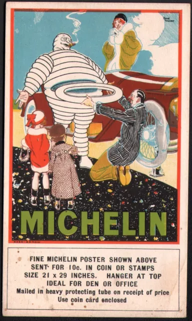 Automobile - René Vincent. Michelin. Vers 1914. Bibendum