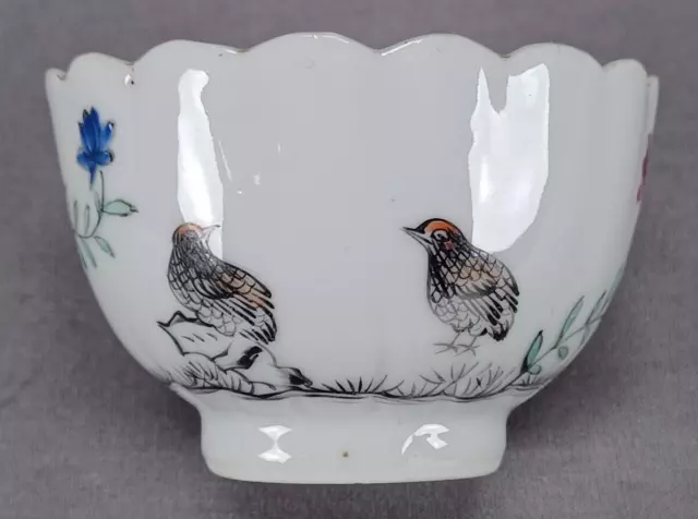 18th Century Chinese Export Hand Painted Birds & Flowers Tea Bowl C.1740-1750s