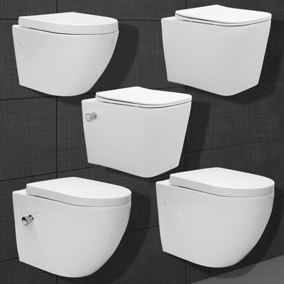 vidaXL WC Sospeso Ceramica Nera Sanitari per Bagno Water Tazza da Parete Muro 
