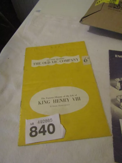Vintage Theatre Programme King Henry VIII (1957-58) John Gielgud