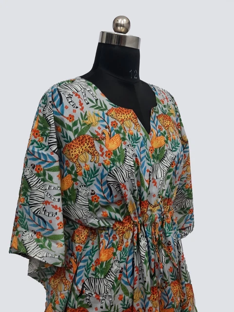 Indian Cotton Kaftan, Gray beach cover lounge/Resort wear, Moroccan kaftan,Loose