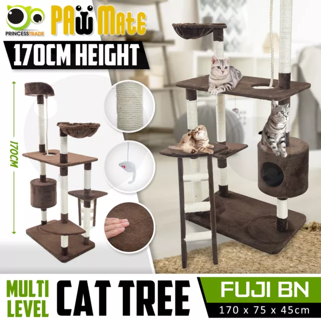 Cat Tree Scratching Post Scratcher Pole Gym House Furniture Multi Level 170cm BN