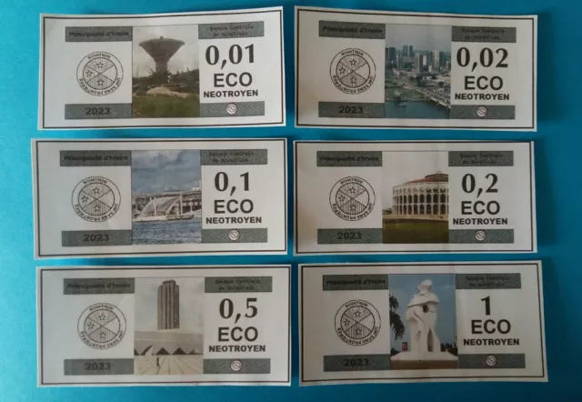 NovaTroie serie en ECO mini banknote 2023 micronation Principauté d'Ivoire