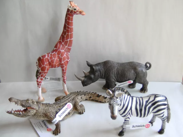 Schleich Wild Life 4 Tiere AFRIKA Giraffe Zebra Nil- Krokodil Spitzmaul- Nashorn