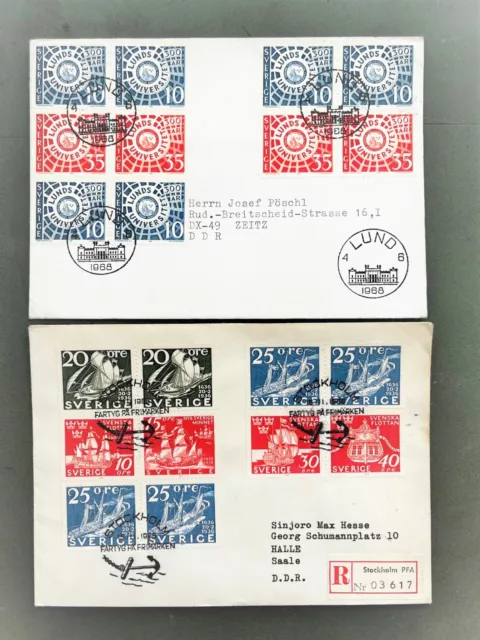 Sweden - 1966/68 Covers - Swedish Ships & Lund University posted to East Germany