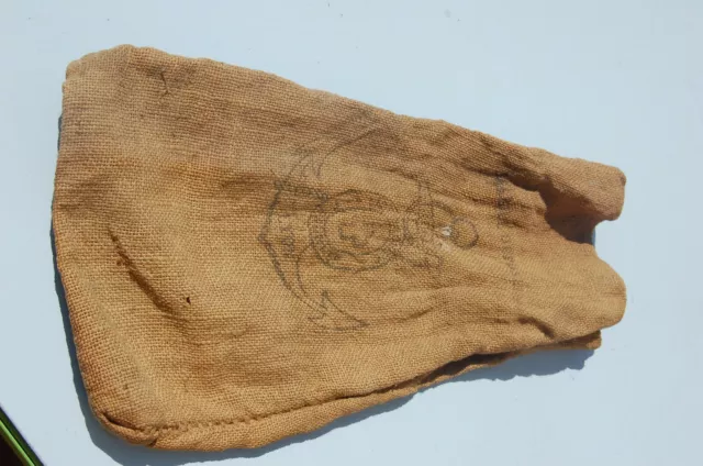 Ancien sac en toile de jute LYON - marine - ancre - croix rouge