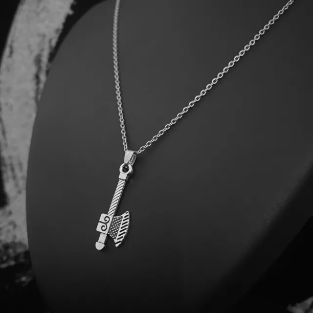 Unisex Silver Odin Viking Cute Mini Axe Pendant Necklace Jewellery Gift UK