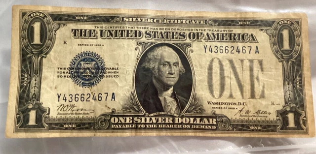 1928 A Series "Funny Back" One Dollar Silver Certificate Note