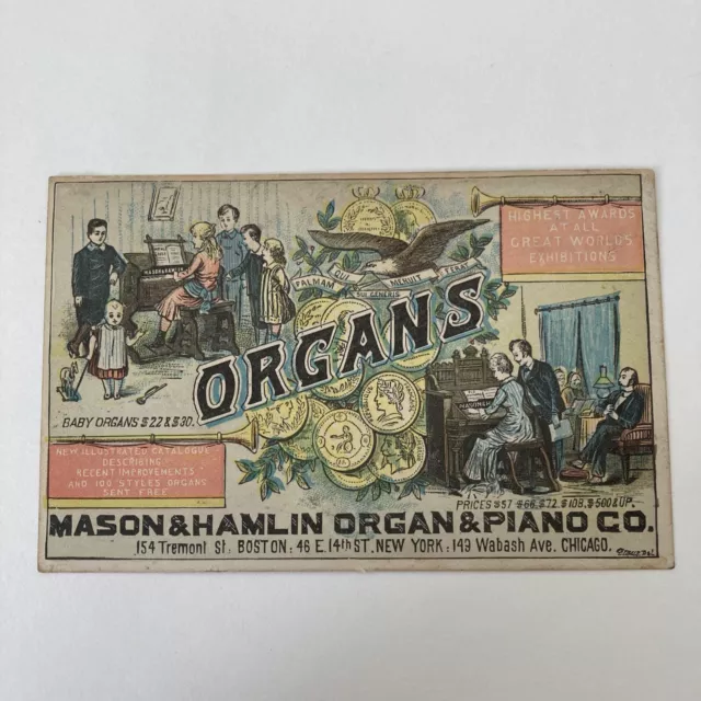 Upper Sandusky Ohio Advertising Trade Card Mason & Hamlin Pianos And Organs