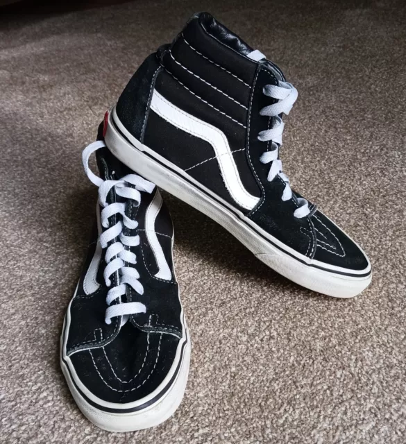 Vans Off The Wall Unisex Black White SK8-HI SHOE Men 5 W 6.5 Suede Leather Upper