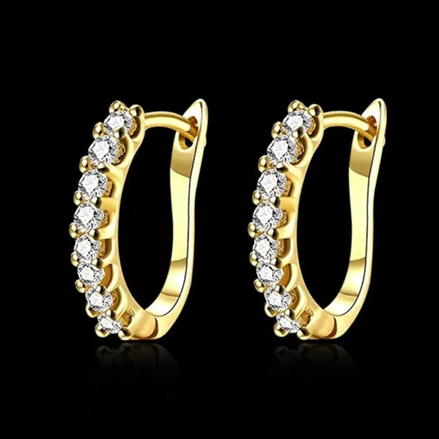 Pretty 925 Silver Filled,Gold Hoop Earring Cubic Zircon Women Wedding Jewelry