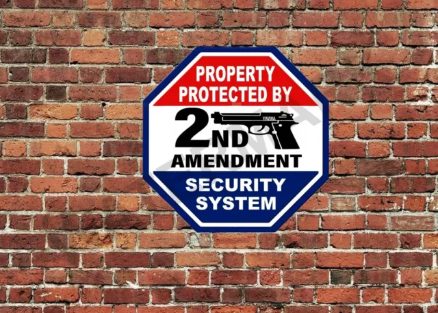 Property Protected 2nd Amendment Sign Metal Aluminum 12"x12" Octagon Security