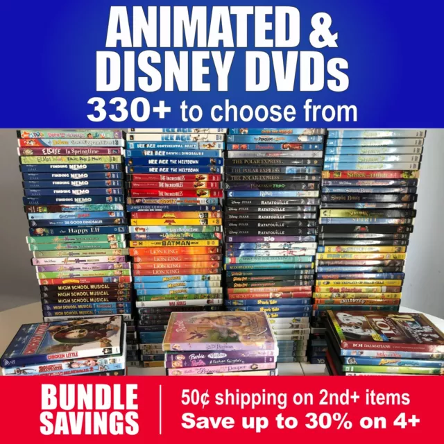 ANIMATED &  DISNEY DVDS (Listing 2 of 2)   **BUNDLE & SHIPPING DISCOUNTS**
