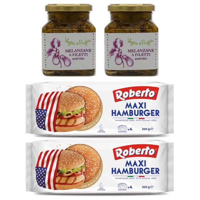 Kit Gourmet Con Melanzane Sott'olio Voglia Di Puglia E Maxi Hamburger Roberto