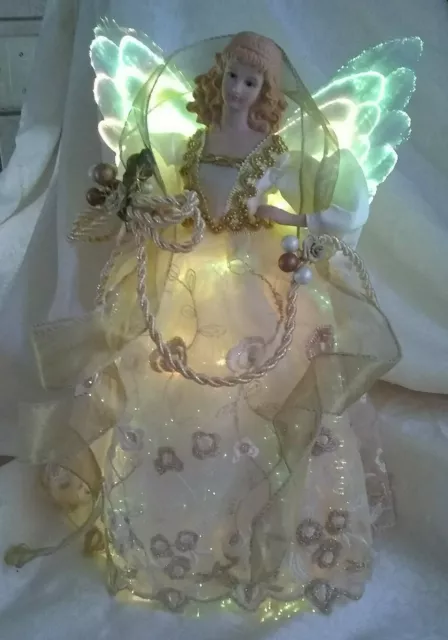 Kurt Adler 14-Inch Fiber Optic Gold Angel Christmas Tree Topper in Original Box