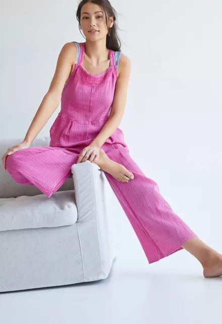 NWT Anthropologie Daily Practice Pink Gauze Everyday Jumpsuit, SMALL