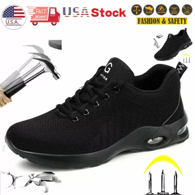 Mens Work Safety Steel Toe Shoes Tennis Lightweight Sneakers Slip Indestructible