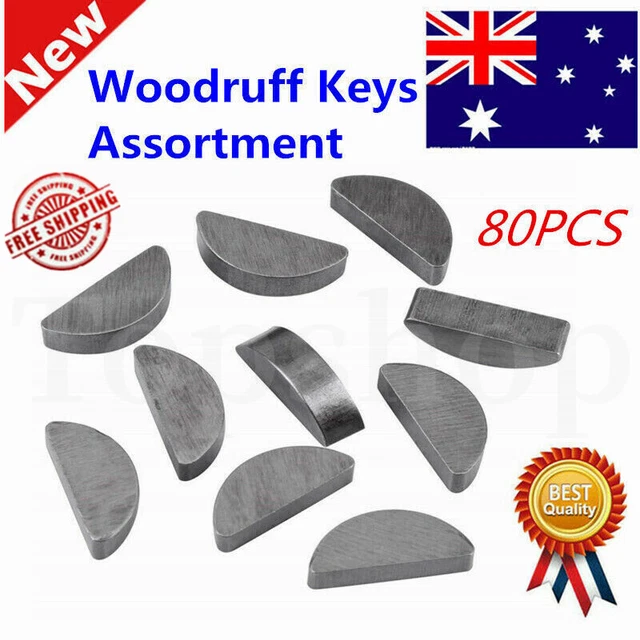 80PCS WOODRUFF Half Moon Keys Assortment Set Shaft Drive Flywheel
