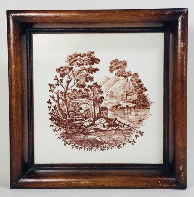 Antique 1880s Brown Transferware Tile SOCIETÀ CERAMICA RICHARD Milan, Italy