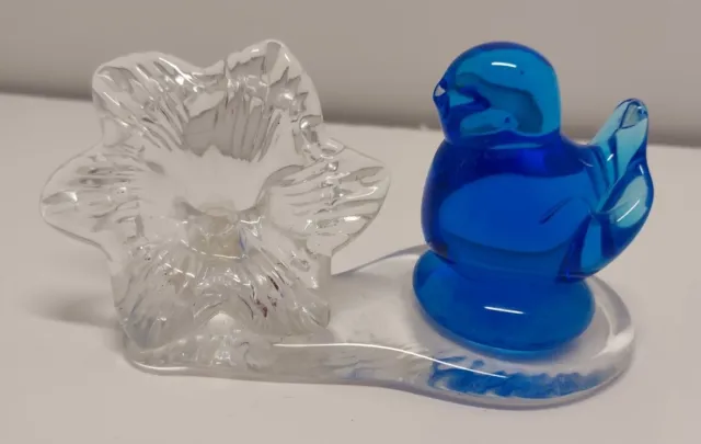 Vintage Bluebird Of Happiness With Flower 1994 Signed Leo Ward Glass Figurine