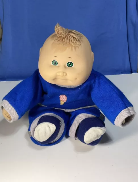 Cabbage Patch Preemie Boy Green Eyes Blue Outfit Diaper Green Signature 1986